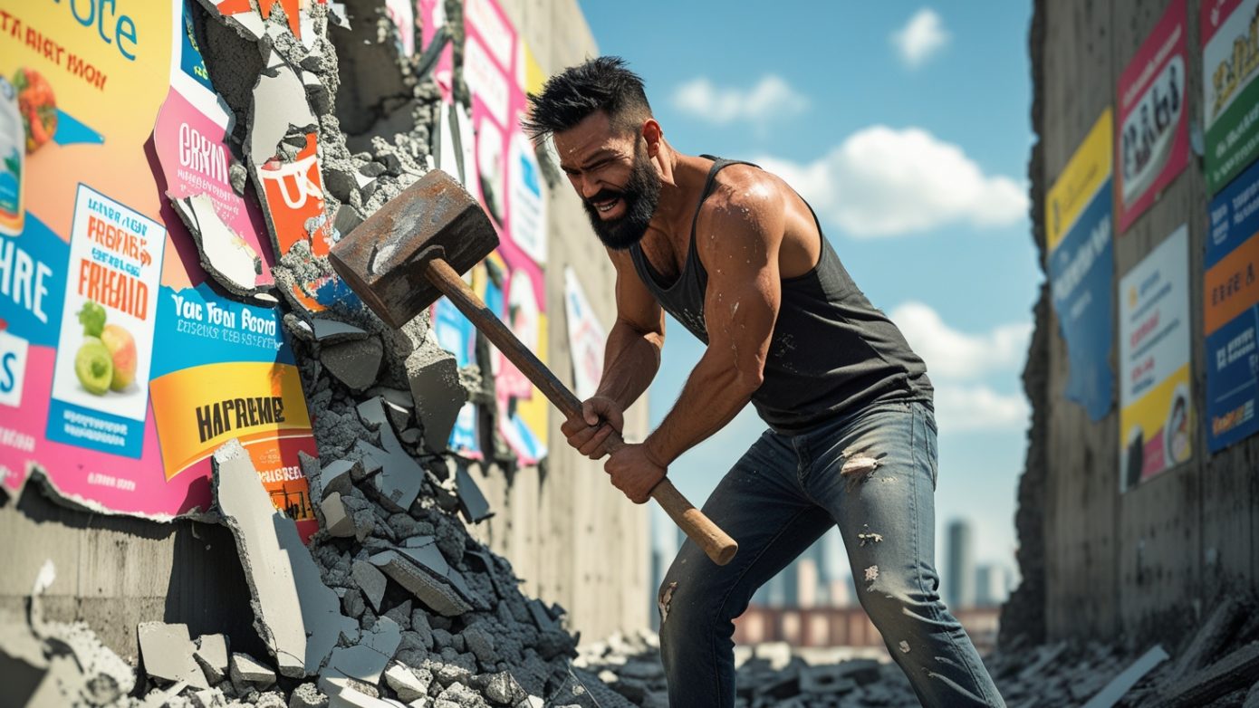 Men breaking down walls