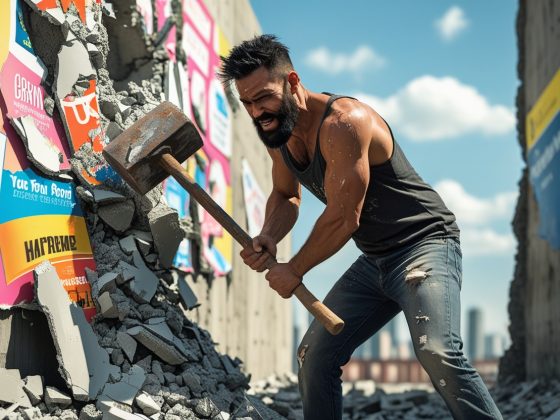 Men breaking down walls